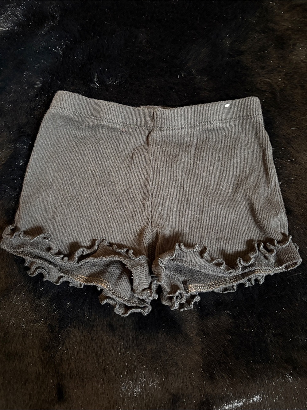 High Waist Ruffle Hem Shorts in black